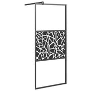 Vidaxl inloopdouchewand met stenenmotief 90x195 cm esg-glas zwart - afbeelding 2