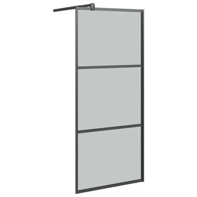 Vidaxl inloopdouchewand 90x195 cm donker esg-glas zwart