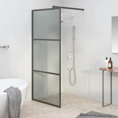 Vidaxl inloopdouchewand 90x195 cm donker esg-glas zwart
