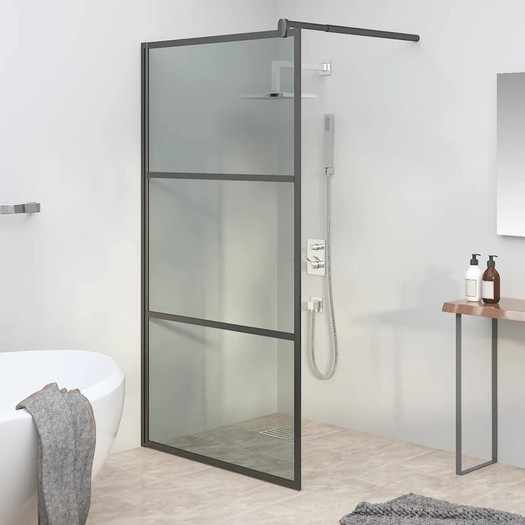 Vidaxl inloopdouchewand 100x195 cm donker esg-glas zwart