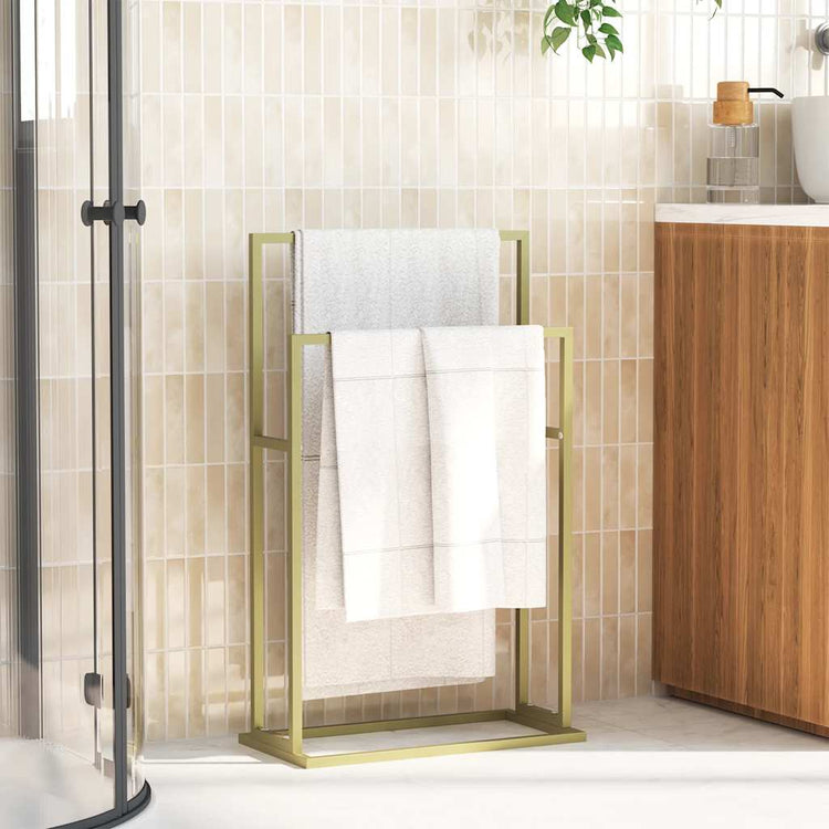 Vidaxl handdoekenrek vrijstaand 48x24x78,5 cm ijzer goudkleurig