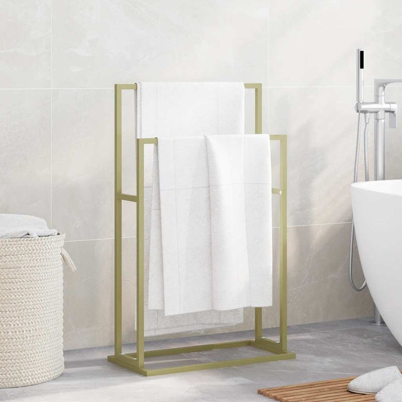 Vidaxl handdoekenrek vrijstaand 48x24x78,5 cm ijzer goudkleurig