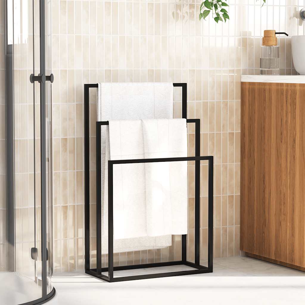 Vidaxl handdoekenrek vrijstaand 48x24x79 cm ijzer zwart