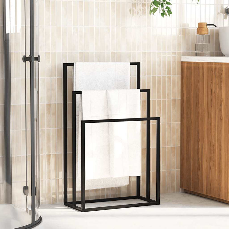 Vidaxl handdoekenrek vrijstaand 48x24x79 cm ijzer zwart