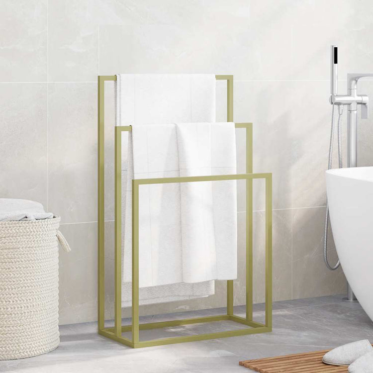 Vidaxl handdoekenrek vrijstaand 48x24x79 cm ijzer goudkleurig