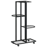 Vidaxl bloemenstandaard met wielen 4-laags 44x23x80 cm ijzer zwart - afbeelding 2