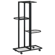 Vidaxl bloemenstandaard met wielen 4-laags 44x23x80 cm ijzer zwart - afbeelding 2