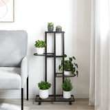 Vidaxl bloemenstandaard met wielen 4-laags 44x23x80 cm ijzer zwart - afbeelding 3