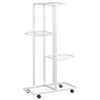 Vidaxl bloemenstandaard met wielen 4-laags 44x23x80 cm ijzer wit