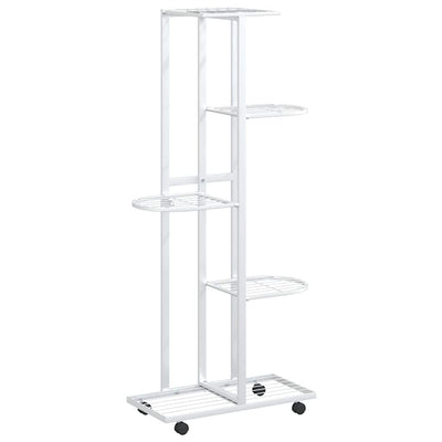 Vidaxl bloemenstandaard met wielen 5-laags 44x23x100 cm ijzer wit
