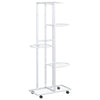 Vidaxl bloemenstandaard met wielen 5-laags 44x23x100 cm ijzer wit