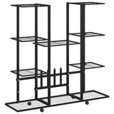 Vidaxl bloemenstandaard met wielen 94,5x24,5x91,5 cm ijzer zwart - afbeelding 2