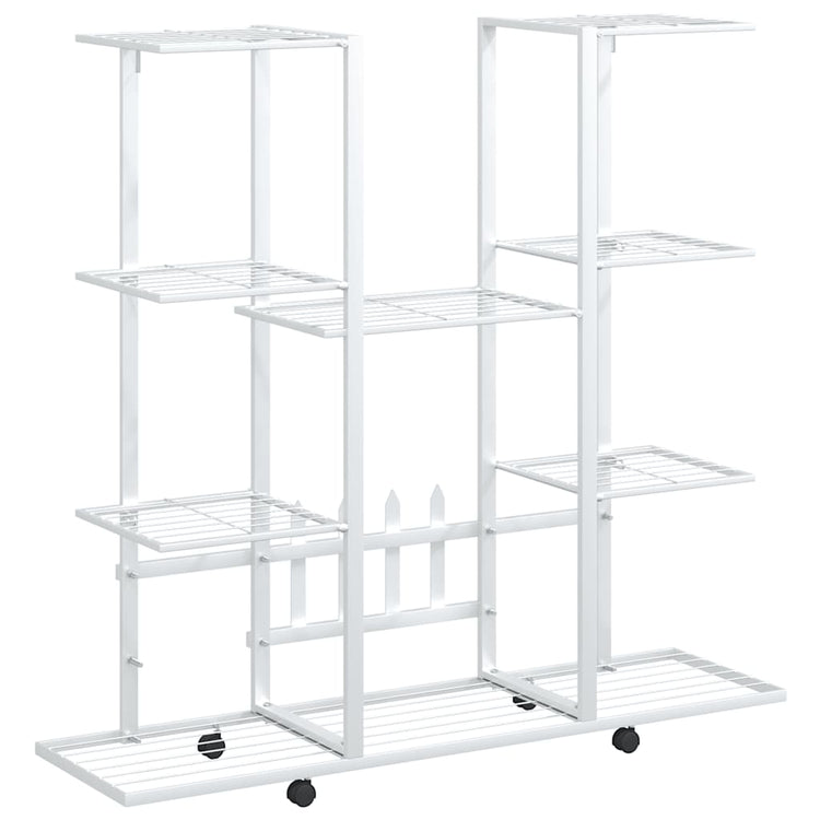Vidaxl bloemenstandaard met wielen 94,5x24,5x91,5 cm ijzer wit