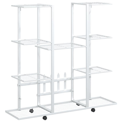 Vidaxl bloemenstandaard met wielen 94,5x24,5x91,5 cm ijzer wit