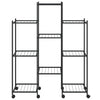 Vidaxl bloemenstandaard met wielen 83x25x103,5 cm ijzer zwart