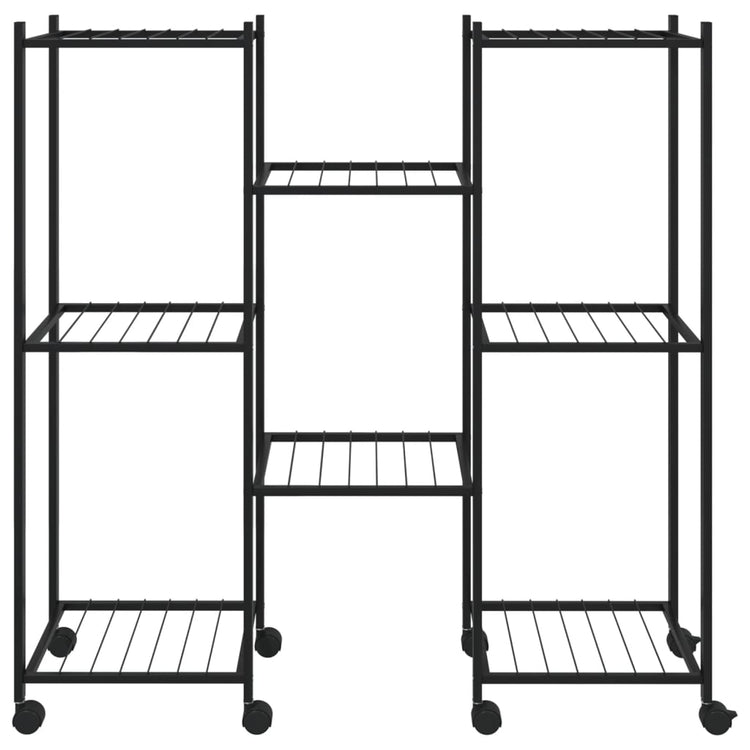 Vidaxl bloemenstandaard met wielen 83x25x83,5 cm ijzer zwart