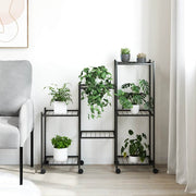 Vidaxl bloemenstandaard met wielen 83x25x83,5 cm ijzer zwart - afbeelding 3