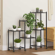 Vidaxl bloemenstandaard met wielen 83x25x83,5 cm ijzer zwart - afbeelding 1
