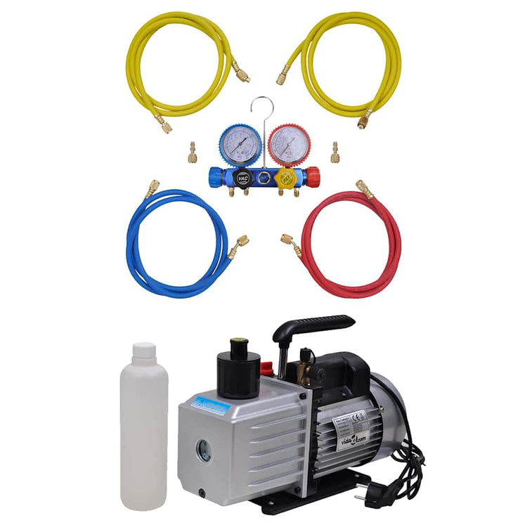 Vidaxl vacuümpomp 100 l min met 4-voudige manometerset