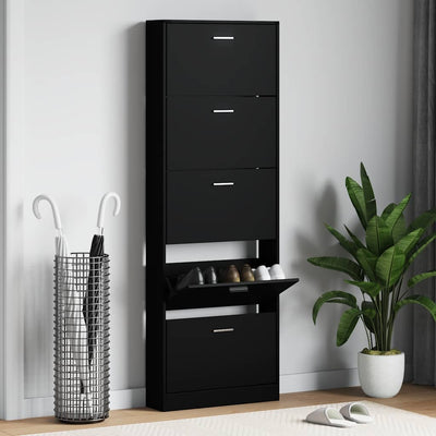 Vidaxl schoenenkast 59x17x169 cm bewerkt hout zwart