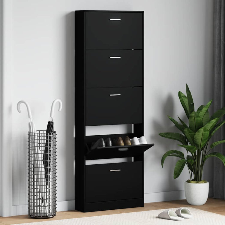Vidaxl schoenenkast 59x17x169 cm bewerkt hout zwart