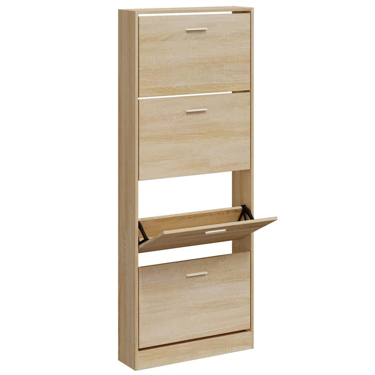 Vidaxl schoenenkast 59x17x150 cm bewerkt hout eikenkleurig
