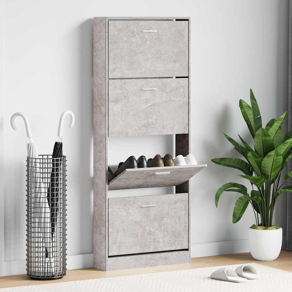 Vidaxl schoenenkast 59x17x150 cm bewerkt hout betongrijs