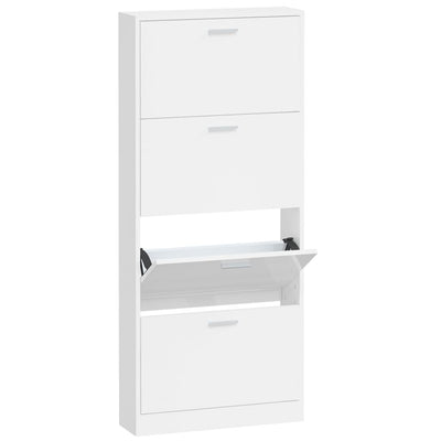 Vidaxl schoenenkast 59x17x150 cm bewerkt hout hoogglans wit