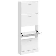 Vidaxl schoenenkast 59x17x150 cm bewerkt hout hoogglans wit - afbeelding 3