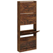 Vidaxl schoenenkast 59x17x150 cm bewerkt hout gerookt eikenkleurig - afbeelding 3