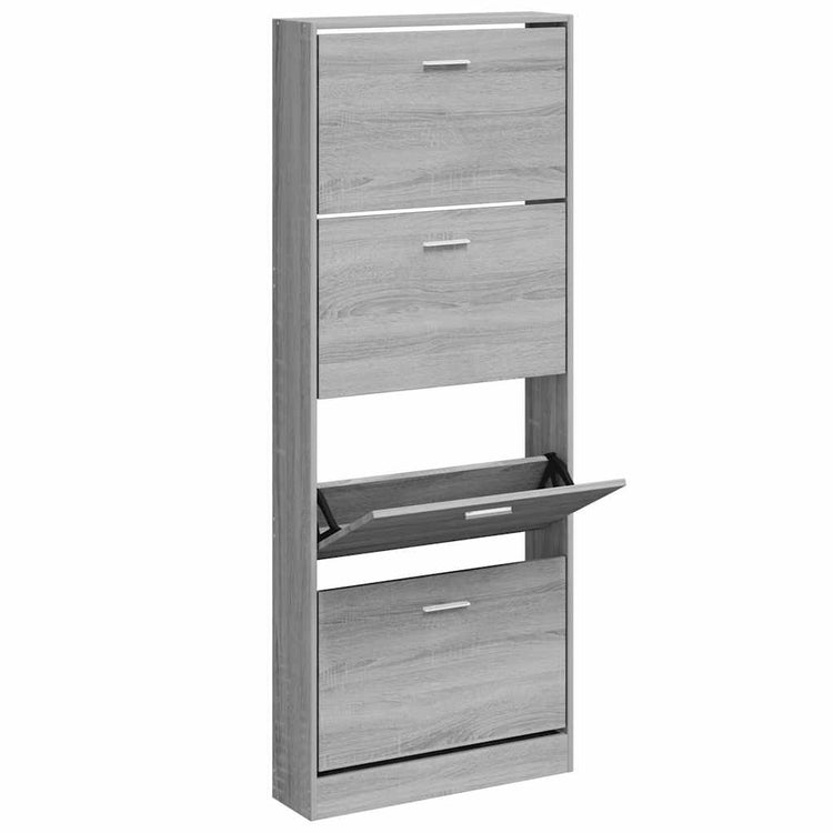 Vidaxl schoenenkast 59x17x150 cm bewerkt hout grijs sonoma
