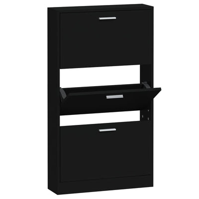 Vidaxl schoenenkast 59x17x108 cm bewerkt hout zwart