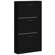 Vidaxl schoenenkast 59x17x108 cm bewerkt hout zwart - afbeelding 2