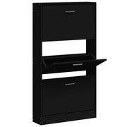 Vidaxl schoenenkast 59x17x108 cm bewerkt hout zwart - afbeelding 3