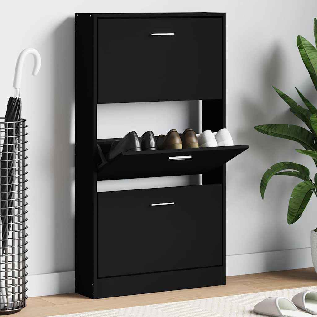 Vidaxl schoenenkast 59x17x108 cm bewerkt hout zwart