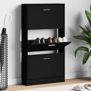 Vidaxl schoenenkast 59x17x108 cm bewerkt hout zwart - afbeelding 1