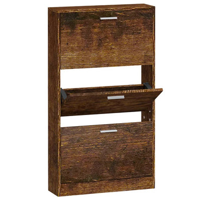 Vidaxl schoenenkast 59x17x108 cm bewerkt hout gerookt eikenkleurig