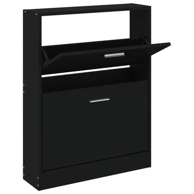 Vidaxl schoenenkast 59x17x81 cm bewerkt hout zwart