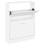 Vidaxl schoenenkast 59x17x81 cm bewerkt hout hoogglans wit - afbeelding 2