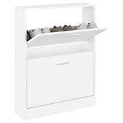 Vidaxl schoenenkast 59x17x81 cm bewerkt hout hoogglans wit - afbeelding 3