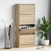 Vidaxl schoenenkast 63x24x147 cm bewerkt hout sonoma eikenkleurig - afbeelding 1