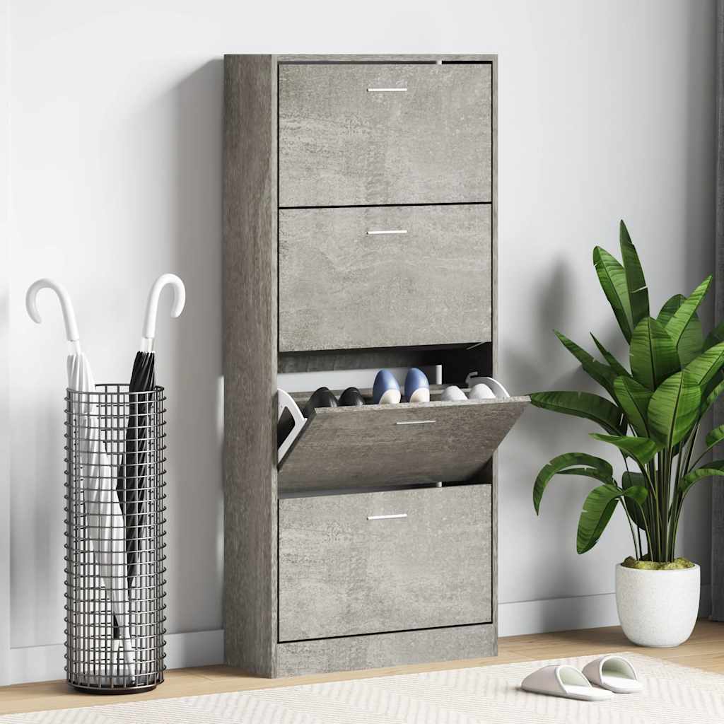 Vidaxl schoenenkast 63x24x147 cm bewerkt hout betongrijs