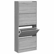 Vidaxl schoenenkast 63x24x147 cm bewerkt hout grijs sonoma - afbeelding 3