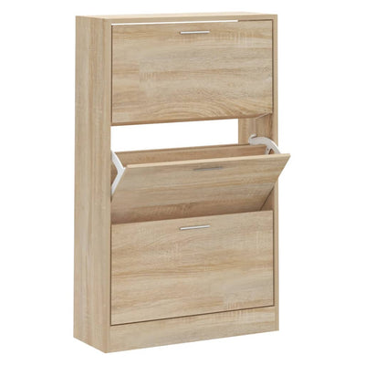 Vidaxl schoenenkast 63x24x103 cm bewerkt hout sonoma eikenkleurig