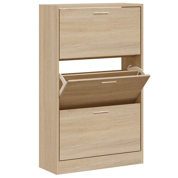 Vidaxl schoenenkast 63x24x103 cm bewerkt hout sonoma eikenkleurig