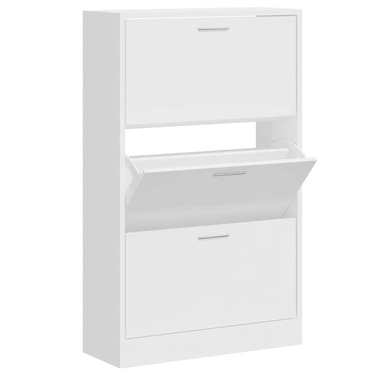 Vidaxl schoenenkast 63x24x103 cm bewerkt hout hoogglans wit