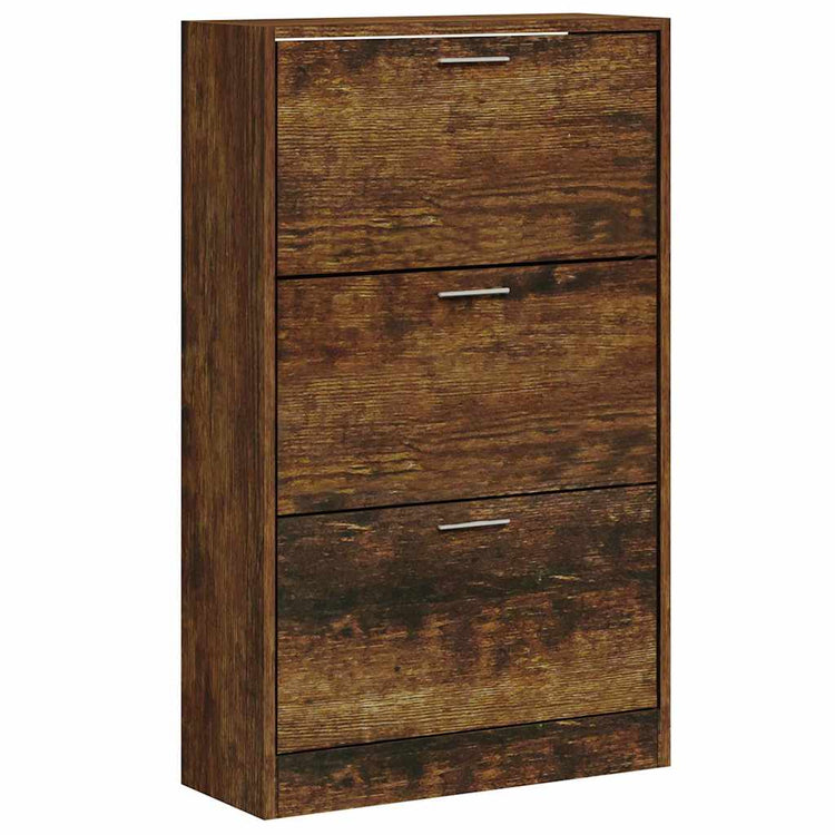 Vidaxl schoenenkast 63x24x103 cm bewerkt hout gerookt eikenkleurig