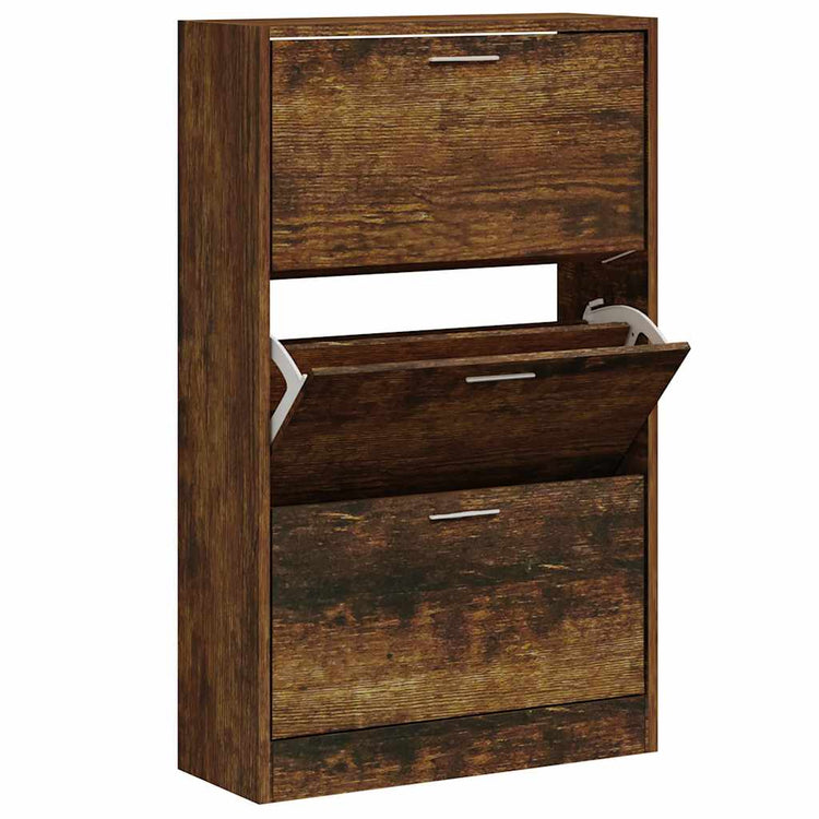 Vidaxl schoenenkast 63x24x103 cm bewerkt hout gerookt eikenkleurig