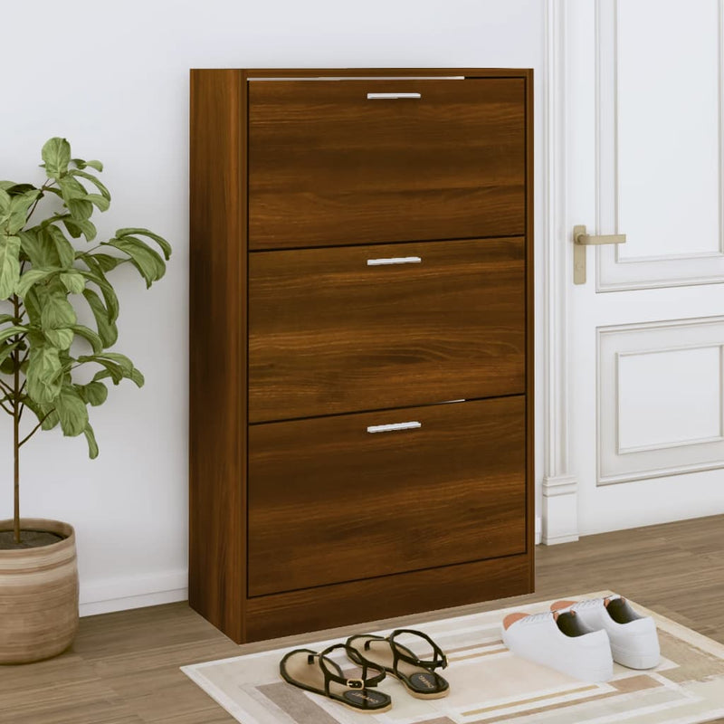 Vidaxl schoenenkast 63x24x103 cm bewerkt hout bruin eikenkleur