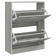 Vidaxl schoenenkast 63x24x81 cm bewerkt hout grijs sonoma - afbeelding 3